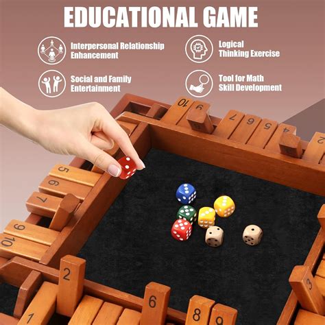 Toidgy Juego De Dados Shut The Box Para 1 A 4 Jugadores Mesa De Madera