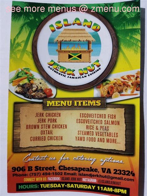 Menu At Island Jerk Hut Restaurant Chesapeake B St