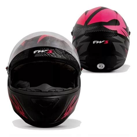 Capacete Fw3 Gt2 Rosa Fosco Mais Viseira Fumê Capacete de Moto