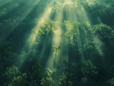 Premium Photo Sunlight Filtering Through Dense Forest Trees