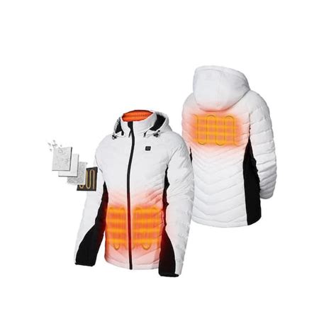 ORORO Women S Medium White 7 38 Volt Lithium Ion Heated Down Jacket