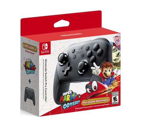 Nintendo Switch Pro Controller, Super Mario Odyssey Full Game, Download Code, Built-in Controls ...