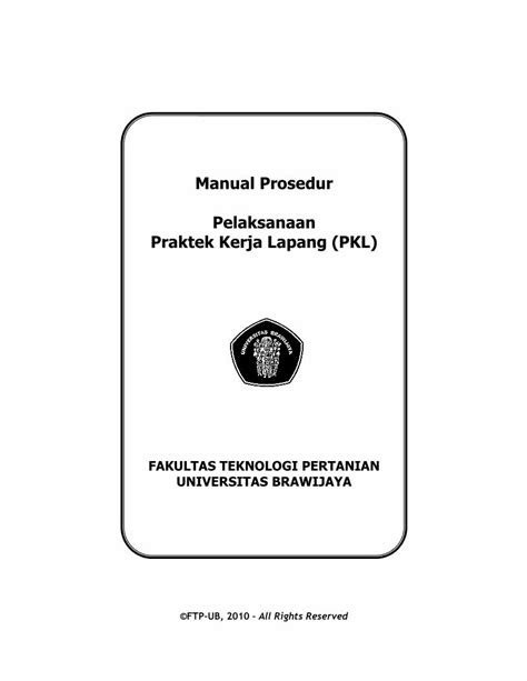 Pdf Manual Prosedur Pelaksanaan Praktek Kerja Lapang Pkl Formulir