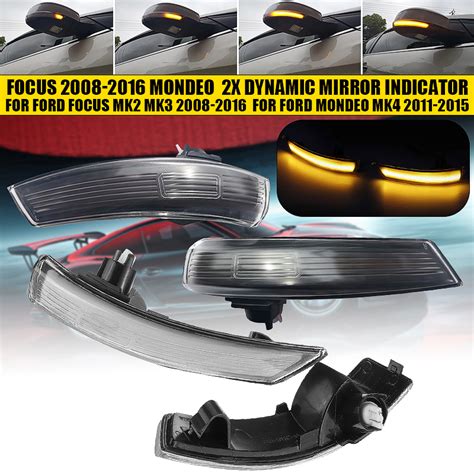 Pair Dynamic Door Wing Mirror LED Turn Indicator Signal Lights Amber