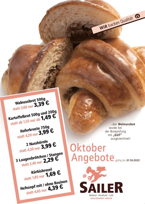 Unsere Angebote Im Oktober B Ckerei Konditorei Sailer