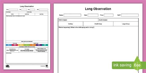 Eyfs Long Observation Sheet New Eyfs 2021 Teacher Made