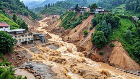 Premium Photo | Landslides caused by heavy rain