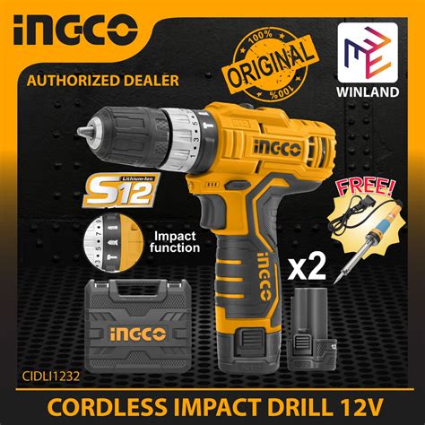 Ingco Cordless Impact Drill V Lithium Ion With Free Soldering Iron