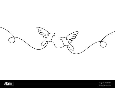 Continuous One Line Drawing Of Two Flying Pigeons Stock Vector Image