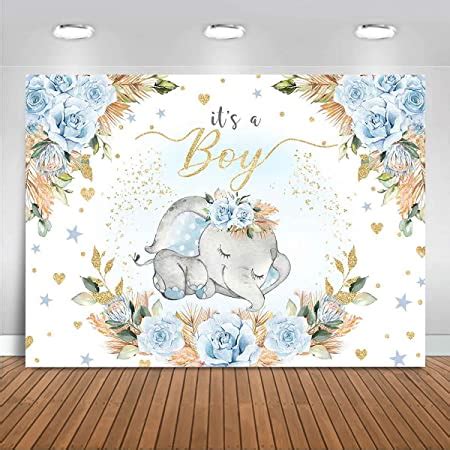 Amazon Avezano Elephant Baby Shower Backdrop For Boy X Ft A