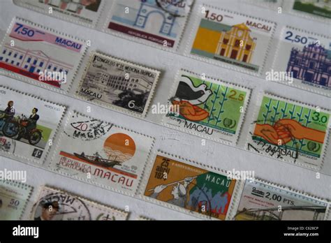 Macau Stamp Stamps Collection Stock Photo Alamy