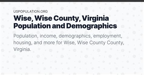 Wise, Wise County, Virginia Population | Income, Demographics ...