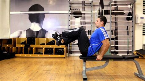 Seated Flat Bench Leg Pull In Abs Exercise Youtube