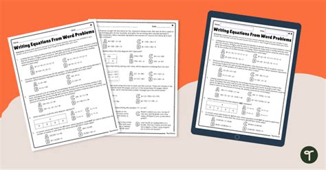 Writing Equations From Word Problems Differentiated Digital