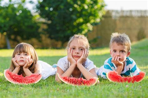 Kids eating watermelon stock image. Image of healthy - 57065215