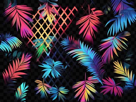 Premium PSD Colorful Tropical Leaves Are On A Black Background