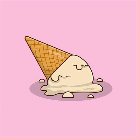 Flat Dropped Ice Cream Cartoon Icon Illustration 7161923 Vector Art At