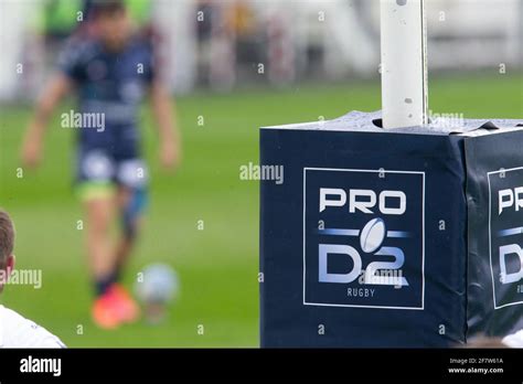 Pro D2 logo on the post covers during the French championship Pro D2 ...