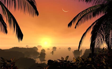 Tropical Island Sunset Wallpaper - WallpaperSafari