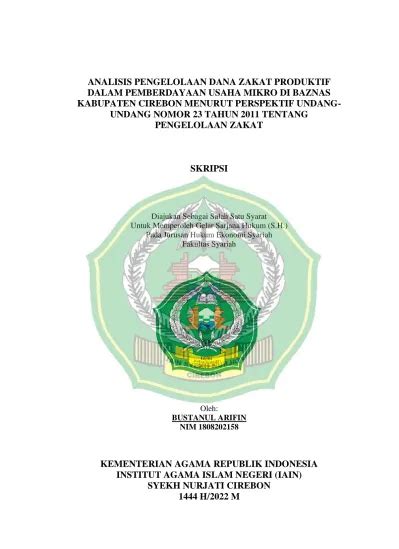 ANALISIS PENGELOLAAN DANA ZAKAT PRODUKTIF DALAM PEMBERDAYAAN USAHA