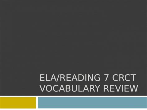 Ppt Elareading 7 Crct Vocabulary Review Directions Use The Word