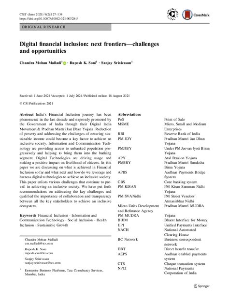 Pdf Digital Financial Inclusion Next Frontiers—challenges And