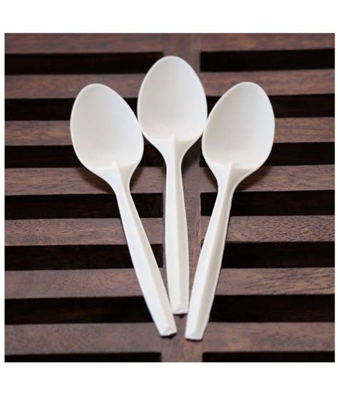 Shiv Enterprises White Plastic Spoon Set Of 50 Buy Online At Best