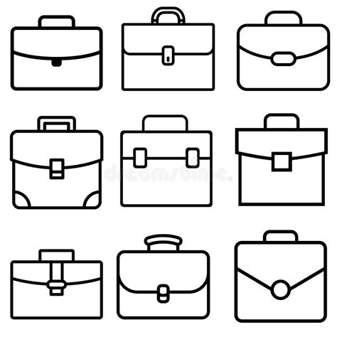 Briefcase Vector Icon Set Portfolio Illustration Sign Collection Bag Symbol Stock Vector