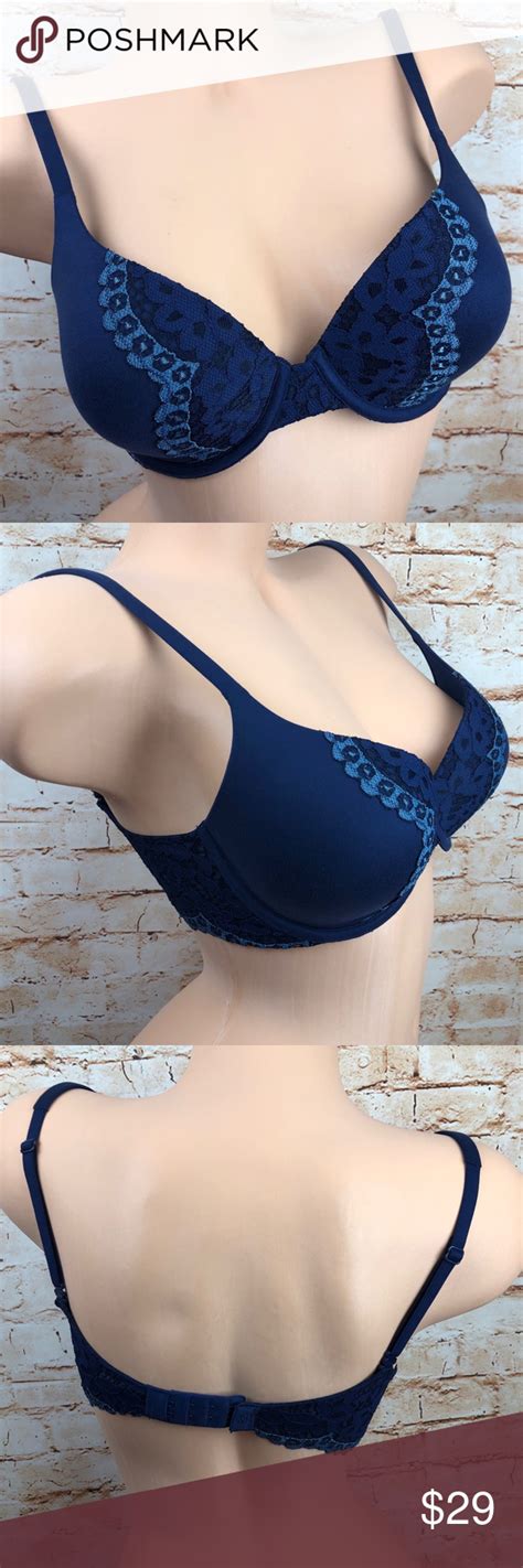 NEW Body By Victoria Secret 32D Perfect Shape Bra Blue Lace Bra Bra