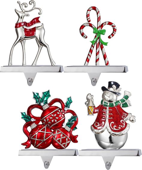 Amazon Set Of Christmas Stocking Holders For Mantel Deer Snowman