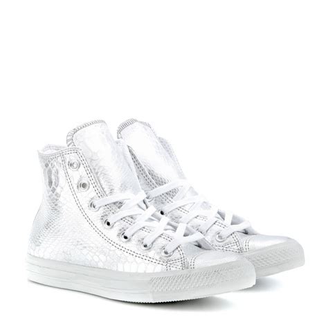 Converse Chuck Taylor All Star Hi Glam Leather High Tops in Metallic | Lyst