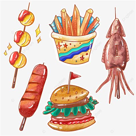 Delicious Snacks Collection Roadside Stall Food Stickers Sticker Mini