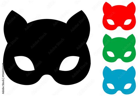 Icono Plano Mascara De Gato Varios Colores Stock Vector Adobe Stock