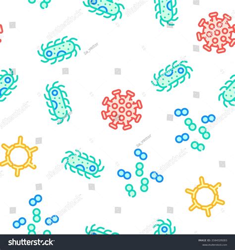 Pathogen Virus Disease Collection Vector Seamless Stock Vector Royalty