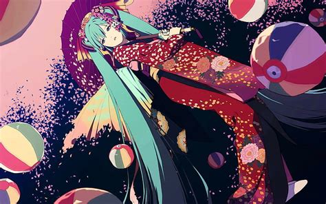 ボーカロイド、 初音ミク、 伝統衣装、 アニメの女の子、 アニメ、 Hdデスクトップの壁紙 Wallpaperbetter