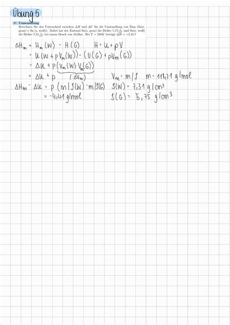 Uebung Pc Wise Physikalische Chemie Studocu