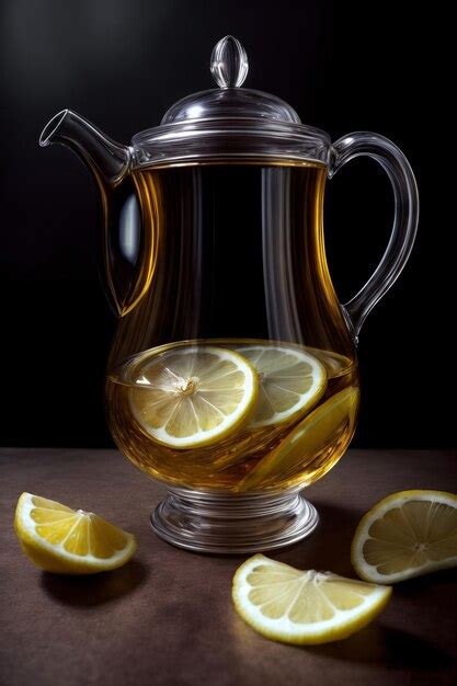 Premium Ai Image A Glass Tea Pot Filled With Lemon Slices