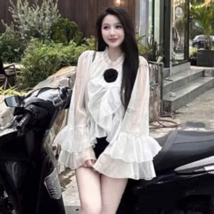 áo kiểu nữ mùa đông áo thu đông nữ tơ bèo đính hoa sang chảnh gơn phố xịn sò hot loan trần Q80