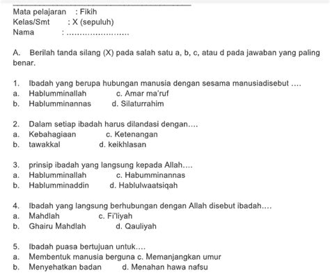 Yuk Lihat Contoh Soal Fiqih Kelas Sd Terbaru Contoh Soal By