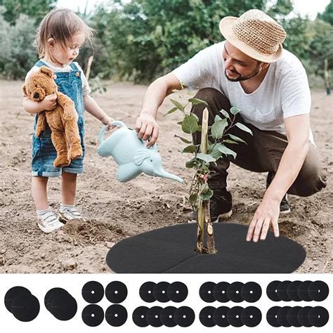 Kyoffiie 10pcs Non Woven Tree Mulch Ring Thickened Tree Protector Mat For Weed Control Root