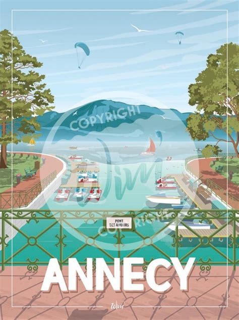 Affiche Wim Annecy Le Pont Des Amours X Cm Jean Cadres