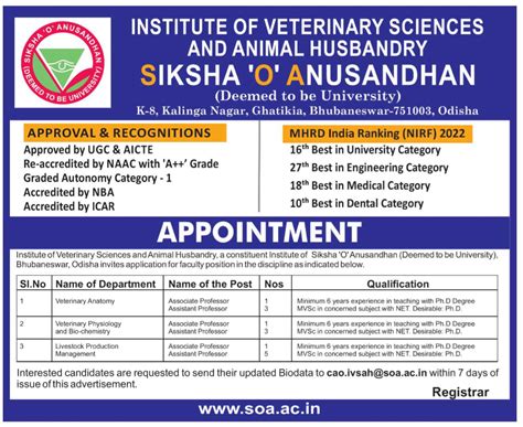 odisha jobs appointment  soa oct