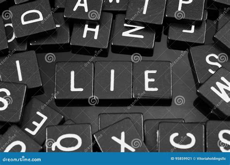 Black Letter Tiles Spelling The Word X Lie X Stock Image