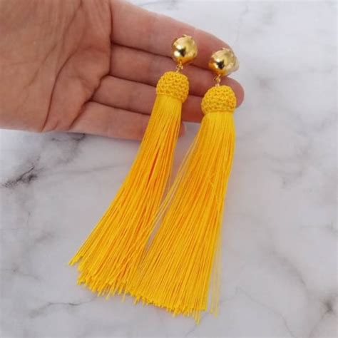 Yellow Tassel Earring Etsy