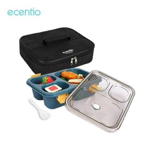 Jual Ecentio Kotak Makan Bekal Lunch Box Set 3 Grid 850ml Shopee