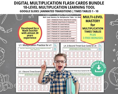 Multiplication Times Table Flashcards, Bundle, Math Practice ...