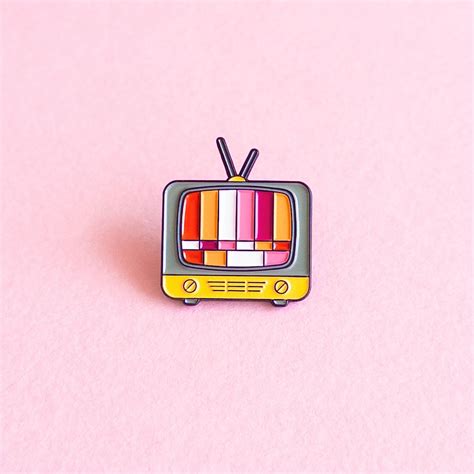 Subtle Pride Pin Lesbian Vintage Retro TV Pride Badge Retro Style Minimalist Pride LGBT Lesbian