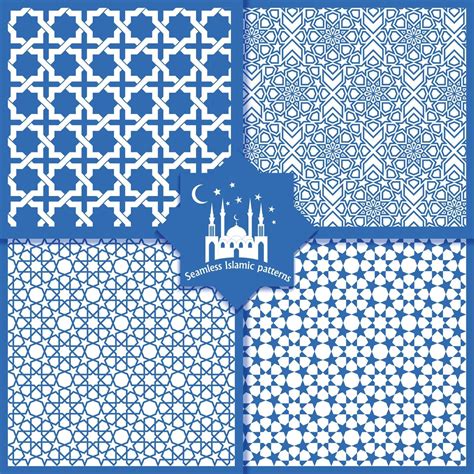 Seamless Islamic Pattern Set In Blue 2318412 Vector Art At Vecteezy