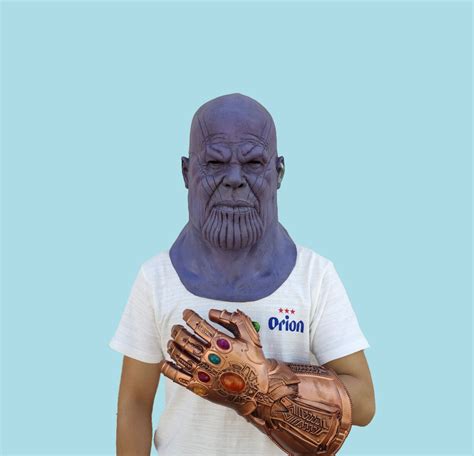 Thanos Super Villain Mask Helmet Cosplay Superhero Masks Arm Etsy