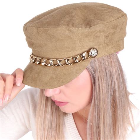 Kaszkiet Damski Beret Czapka Z Daszkiem KHAKI ERLI Pl